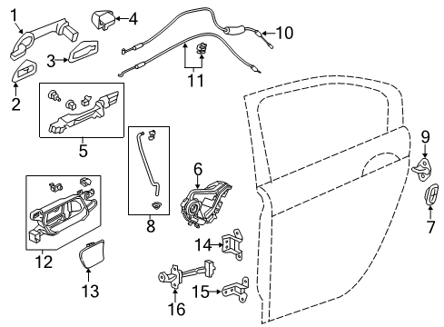 2013 Honda Accord Rear Door Switch Assembly, Power Window Rear Diagram for 35770-T2A-A01