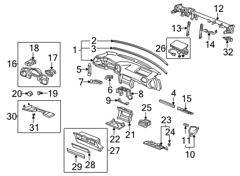 2006 Honda S2000 Instrument Panel Bolster, Passenger Knee Diagram for 77894-S2A-A01ZZ