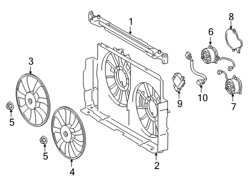 2020 Lexus NX300h Cooling System, Radiator, Water Pump, Cooling Fan Wire, Cooling Fan Diagram for 16364-36010