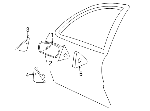 2005 Chevrolet Cavalier Outside Mirrors Mirror Asm-Outside Rear View Diagram for 10362457