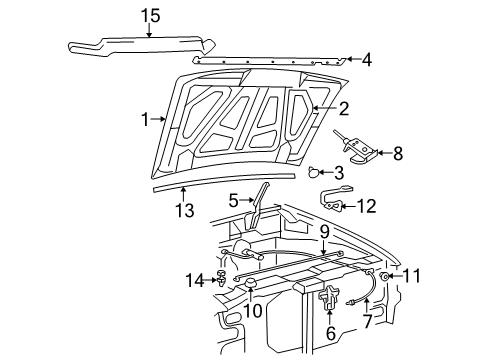 2008 Ford Ranger Hood & Components Support Rod Diagram for F87Z-16826-AA