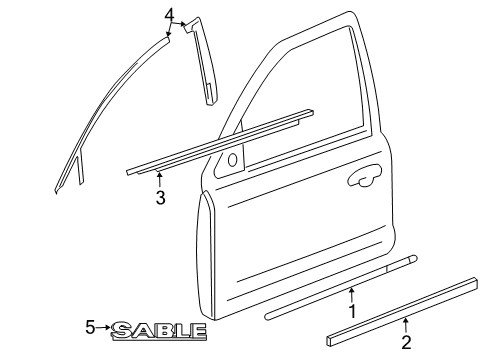 2009 Mercury Sable Exterior Trim - Front Door Lower Molding Diagram for 7G1Z-5420878-APTM