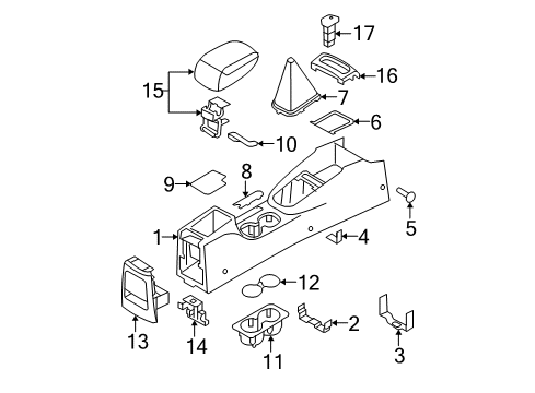 2008 Kia Spectra5 Center Console Console-Floor Diagram for 846112F10087