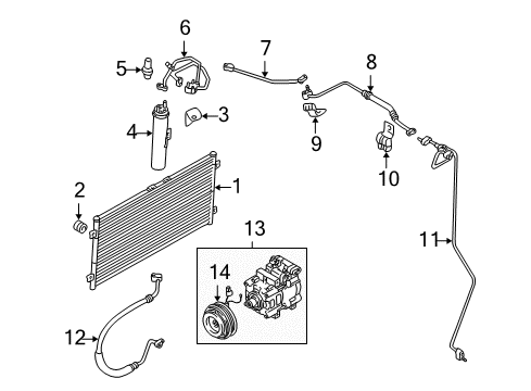 2004 Kia Sedona Air Conditioner Rear Discharge Line Diagram for 1K53C61464