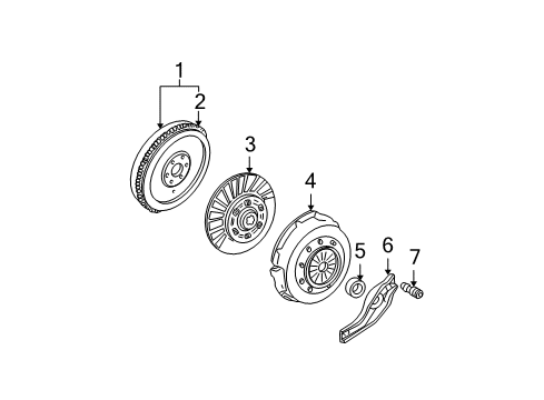 2003 Ford Mustang Clutch & Flywheel Pressure Plate Diagram for 2R3V-7563-AARM