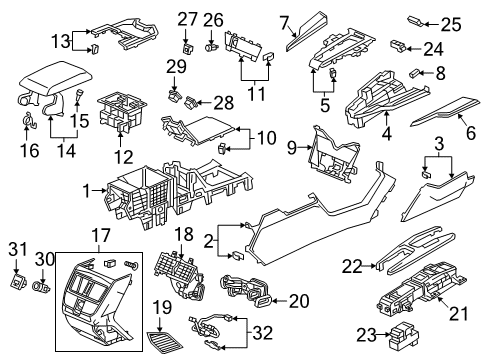 2018 Honda Clarity Parking Brake Cap Assy. Diagram for 39620-T5A-J01