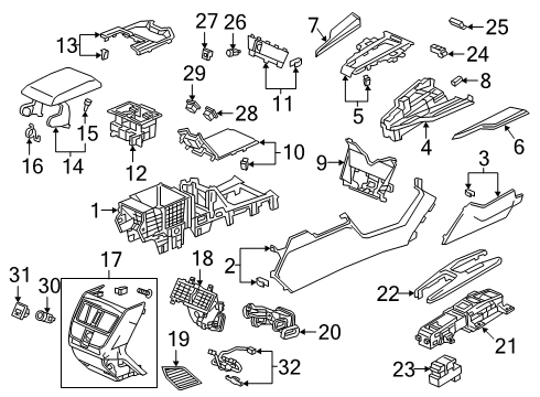 2018 Honda Clarity Parking Brake Holder Assy., Usb Diagram for 39115-TRT-A11