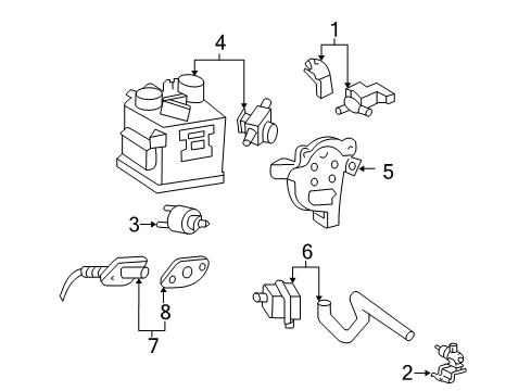 1999 Lexus LX470 Emission Components Valve Assy, Vacuum Switching, NO.1 Diagram for 25860-50150