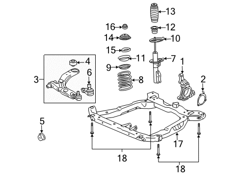 2008 Chevrolet HHR Front Suspension Components, Lower Control Arm, Stabilizer Bar Strut Diagram for 20794269