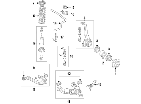 2020 Toyota Tundra Suspension Components, Lower Control Arm, Upper Control Arm, Stabilizer Bar Strut Diagram for 48510-09Q93