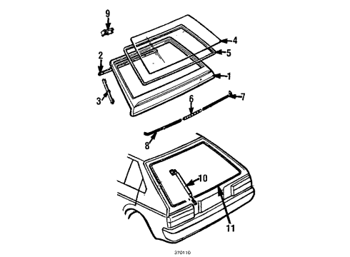 1985 Nissan Pulsar NX Lift Gate Stay Set Back Door Diagram for 90450-01M00