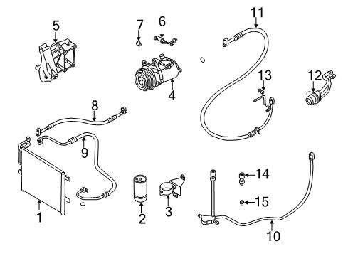 2001 BMW 330Ci A/C Condenser, Compressor & Lines Air Conditioning Compressor Diagram for 64526910458