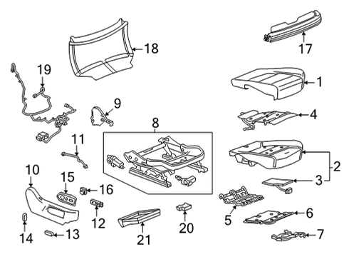 2021 Cadillac Escalade ESV Lumbar Control Seats Lumbar Switch Diagram for 84878419