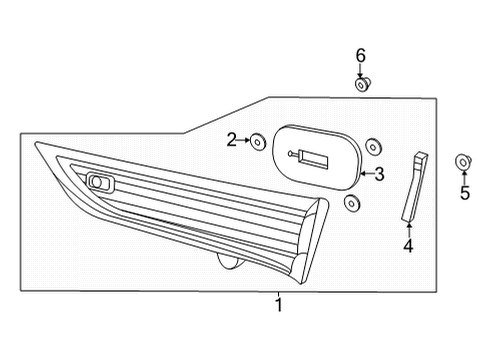 2022 Acura TLX Backup Lamps Light Assembly, Driver Side Lid Diagram for 34155-TGV-A11