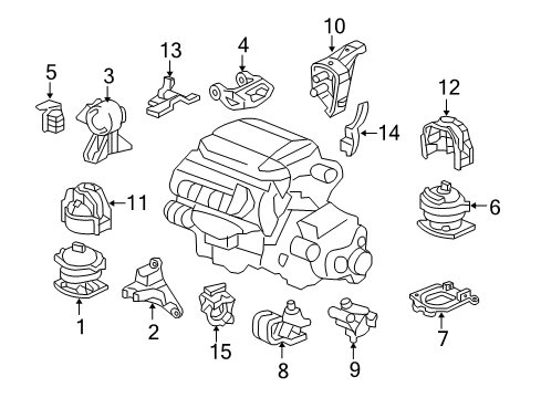 2006 Honda Pilot Engine & Trans Mounting Stay H, Engine Wire Harness Diagram for 32748-PVJ-A02