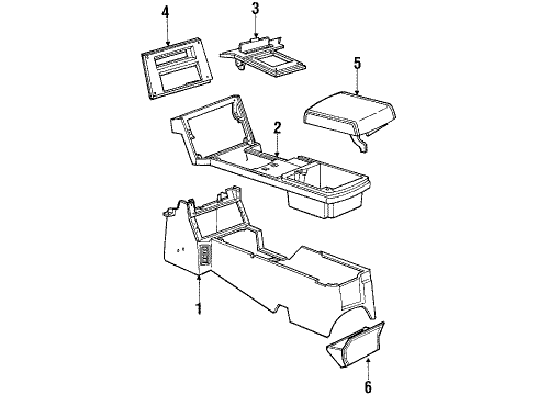 1989 Chevrolet Camaro Console Console Asm-Front Floor Lower Diagram for 10095250