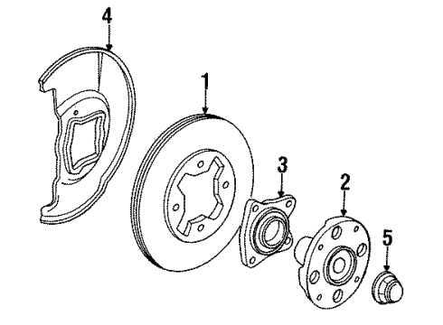 1994 Acura Vigor Front Brakes Hub Assembly, Front Diagram for 44600-SL5-000