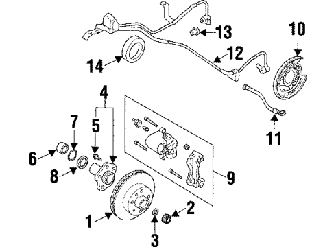 1997 Infiniti Q45 Rear Brakes Rear Brake Plate Assembly, Left Diagram for 44030-3P200