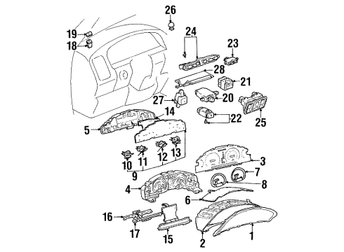 1999 Lexus LS400 Traction Control Components Switch Assy, Hazard Warning Signal Diagram for 84332-50021