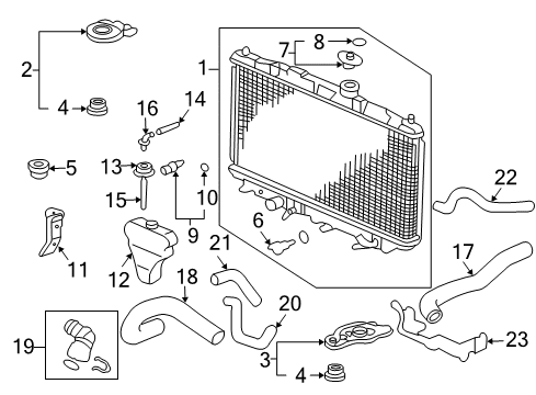 2003 Honda Accord Radiator & Components Radiator (Denso) Diagram for 19010-RAA-A62