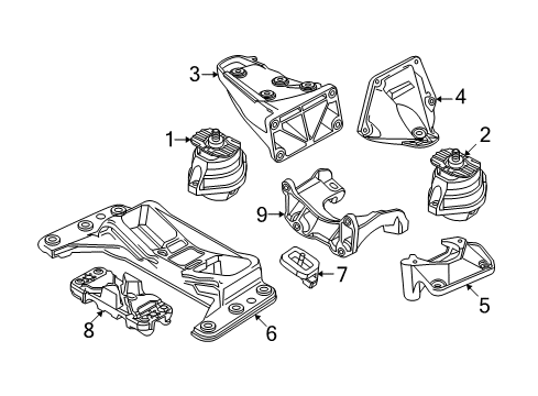 2009 BMW 535i xDrive Engine & Trans Mounting Driver Side Front Engine Mount Diagram for 22116776669