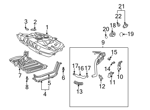 2004 Toyota Celica Fuel Supply Support, Fuel Tank Filler Pipe Diagram for 77229-20120