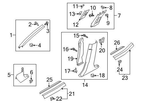 2020 Kia K900 Interior Trim - Pillars, Rocker & Floor Screw-Tapping Diagram for 12493-04103