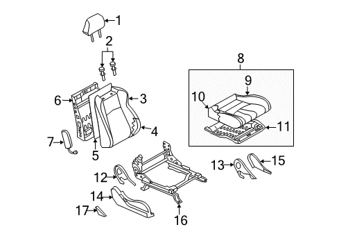 2018 Nissan 370Z Passenger Seat Components Cushion Assembly - Front Seat Diagram for 87300-6GG0A