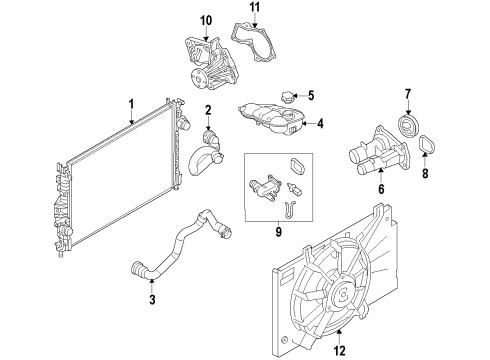 2015 Ford Transit Connect Cooling System, Radiator, Water Pump, Cooling Fan Fan Module Diagram for CV6Z-8C607-P