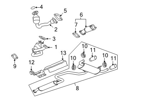 2007 Pontiac G6 Exhaust Components Exhaust Manifold Pipe Assembly Diagram for 22698323