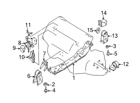 2002 Nissan Maxima Engine & Trans Mounting Insulator-Engine Mounting, Front Diagram for 11210-5Y700