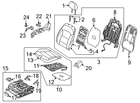 2020 Hyundai Ioniq Passenger Seat Components Headrest Assembly-Front Seat Diagram for 88700-G7030-WSC