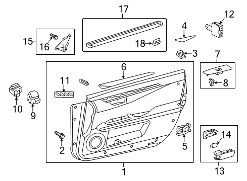 2018 Lexus ES300h Rear Door Panel Assembly, Front Door Diagram for 67620-06M60-C7