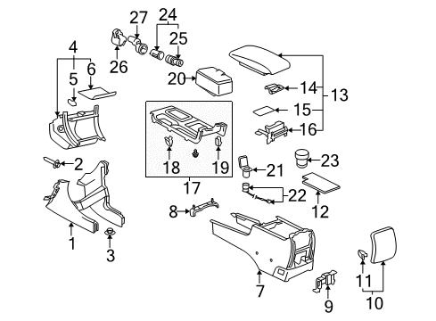 2004 Toyota Solara Center Console Panel Sub-Assy, Console, Upper Rear Diagram for 58805-AA040-B1