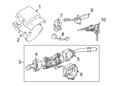2004 Toyota Tacoma Shroud, Switches & Levers Combo Switch Diagram for 84310-04240