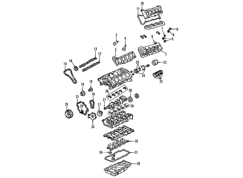 2001 Cadillac Eldorado Engine Parts, Mounts, Cylinder Head & Valves, Camshaft & Timing, Oil Pan, Oil Pump, Crankshaft & Bearings, Pistons, Rings & Bearings Cover Seal Diagram for 12557088