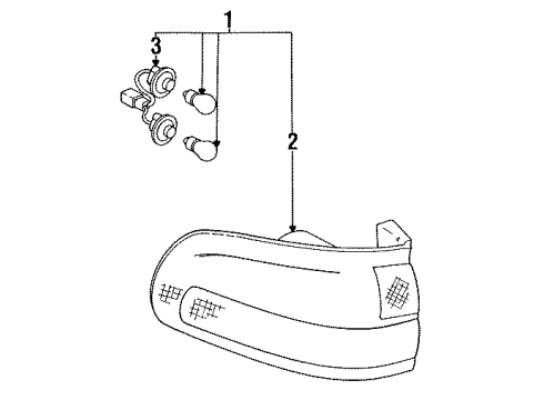 1992 Toyota Previa Combination Lamps Lens & Housing Diagram for 81551-95D01