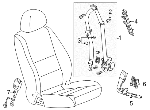 2014 Chevrolet Impala Front Seat Belts Latch Diagram for 19300221