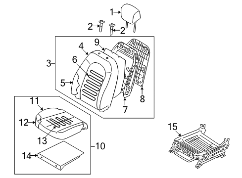 2010 Hyundai Elantra Passenger Seat Components Cushion Assembly-Front Seat, Passenger Diagram for 88200-2L520-JBM