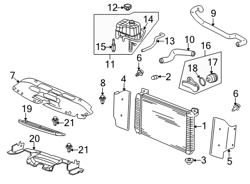 2006 Cadillac Escalade EXT Radiator & Components Inlet Assembly Diagram for 12600172