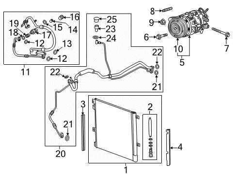 2022 Cadillac XT5 A/C Condenser, Compressor & Lines Compressor Diagram for 84856232