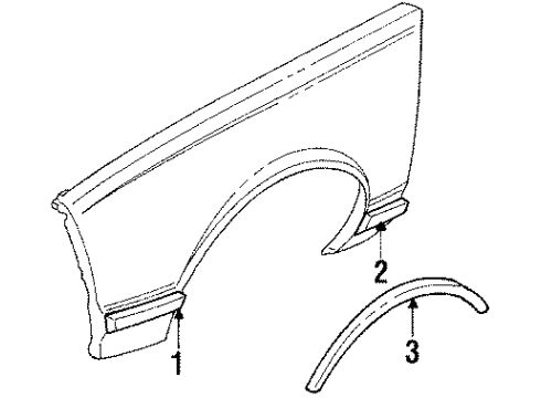 1988 Chevrolet Celebrity Fender & Components Molding Diagram for 20498290