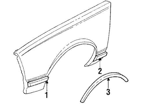 1988 Chevrolet Celebrity Fender & Components Body & Cable Diagram for 19353092