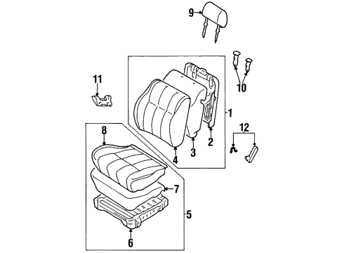 1997 Toyota T100 Front Seat Components Cushion Diagram for 71551-34050