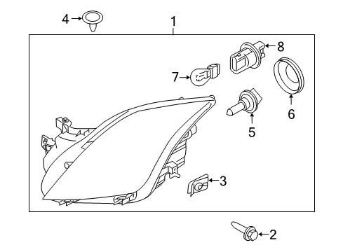 2011 Mercury Milan Headlamps Composite Assembly Diagram for 9N7Z-13008-A