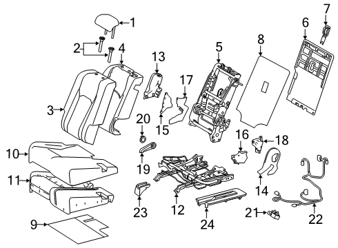 2019 Lexus RX450hL Second Row Seats Frame Sub-Assembly, Rear Seat Diagram for 71017-48250