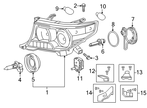 2015 Toyota Land Cruiser Bulbs Composite Headlamp Diagram for 81145-60F50