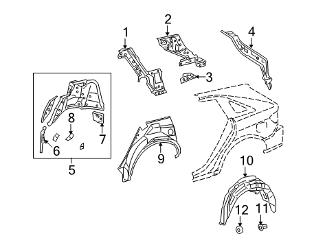 2014 Toyota Venza Inner Structure - Quarter Panel Wheelhouse Liner Diagram for 65637-0T010
