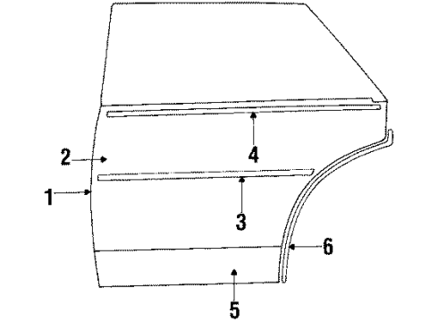 1985 Cadillac Seville Rear Door Weatherstrip Diagram for 20104596