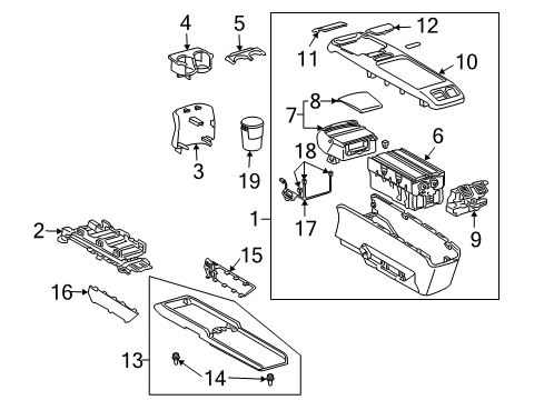 2007 Lexus RX350 Console Box Assembly, Console Diagram for 58810-48480-B1